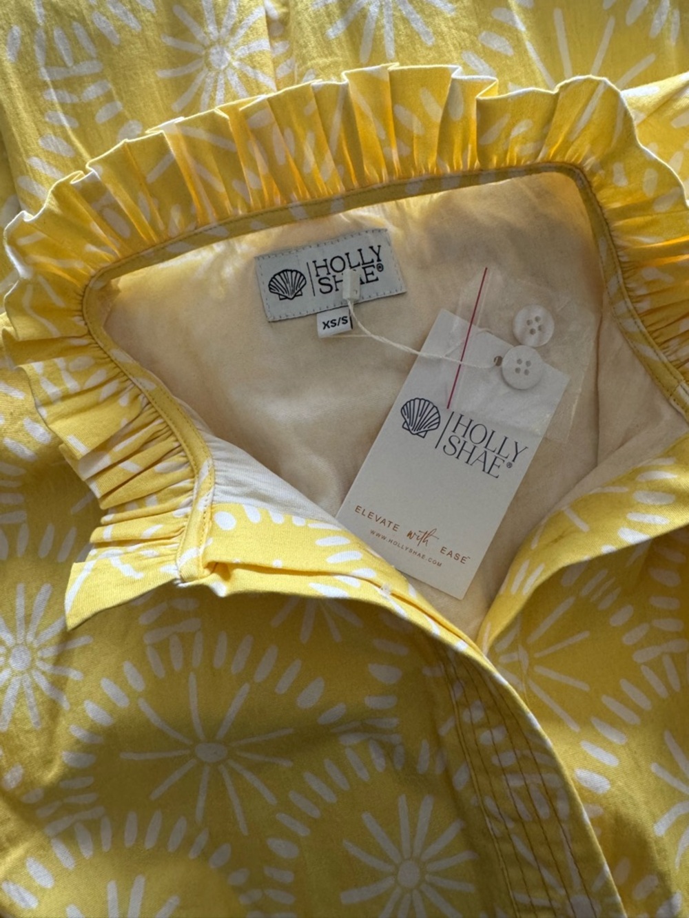 NWT Holly Shae x Janice Dean Yellow Floral Tie-Sleeve Midi Dress - Picture 3 of 4